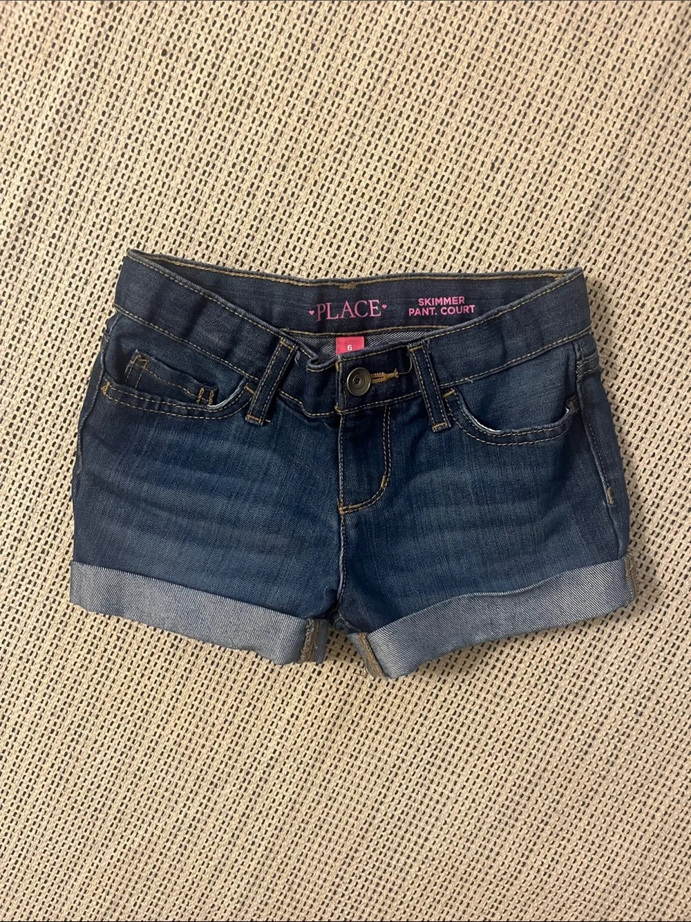 The Children's Place Rolled Cuff Dark Blue Denim Shorts